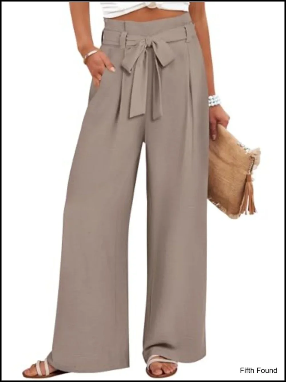 Wide Leg Pants with Belt, High Waist Business Casual Trousers, Lightweight